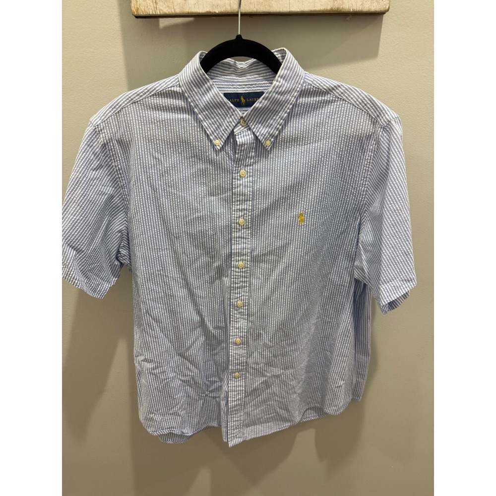 Polo Ralph Lauren Mens XL Seersucker Striped Short Sleeve Button Down Shirt